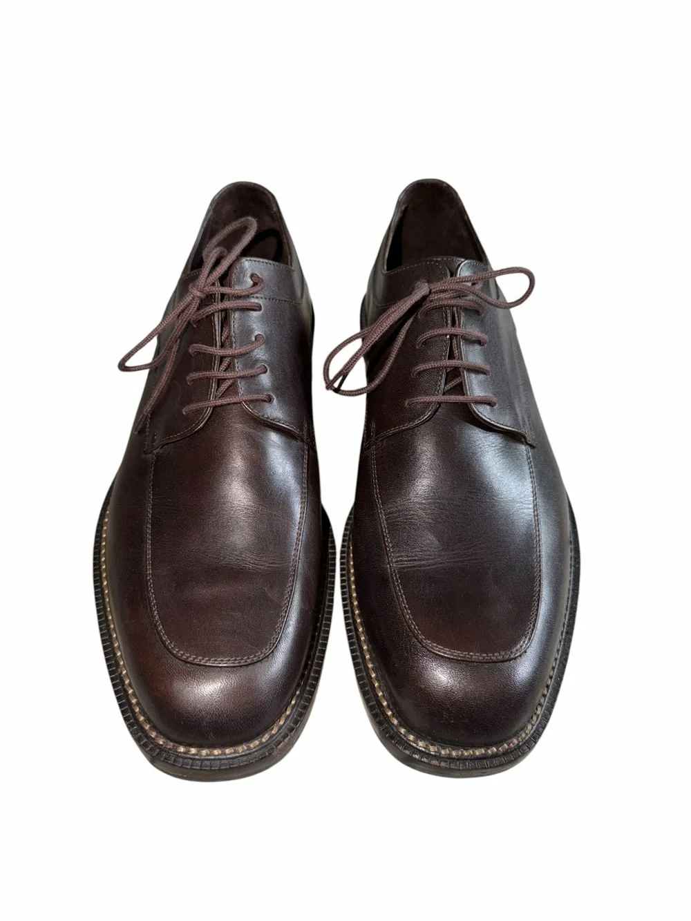 Cole Haan Derby Lace Up Apron Toe Brown Leather Dress Shoes Men's US 9D Academia